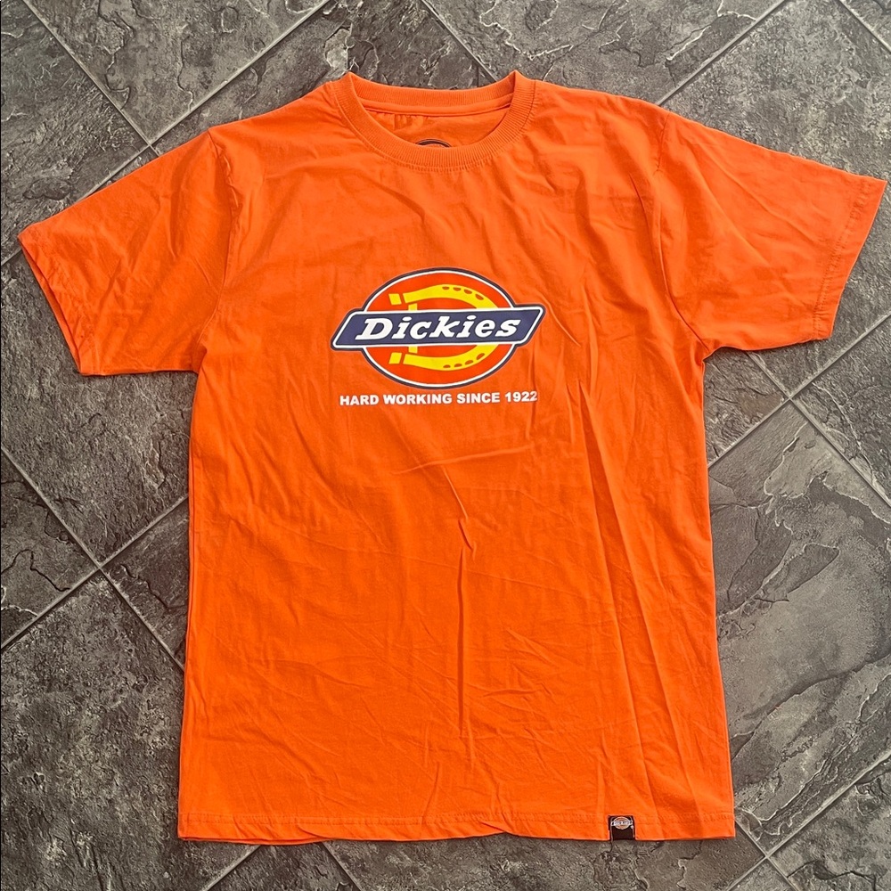 DICKIES Men's Bright Orange Logo T-shirt Workwear Urban Streetwear Grunge